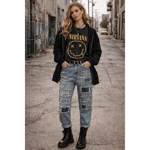Vintage JouJou Patchwork Jeans‎ 26x28 High Rise Mom Grunge Retro 80s